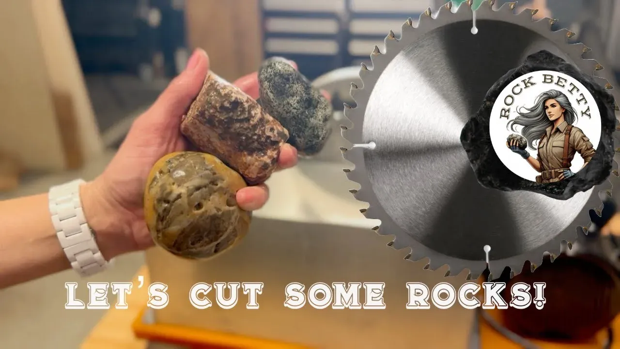 Cutting 4 rocks and a slab! Rock Betty cuts random river rocks to see crystal vugs, what’s inside?