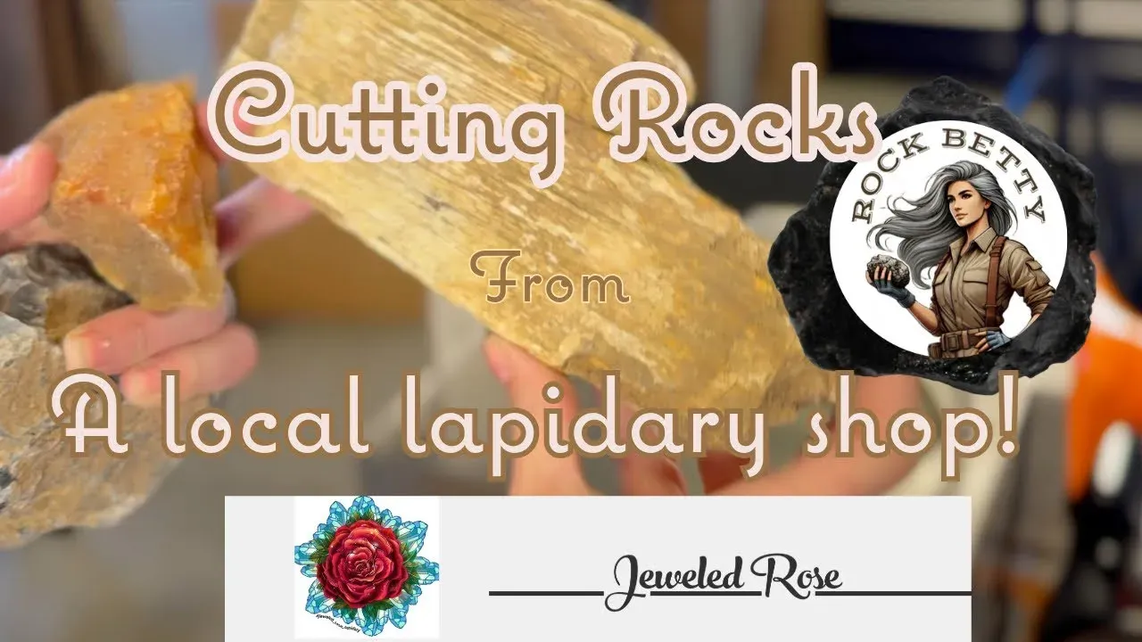 Cutting rocks from Jeweled Rose, a local lapidary shop!
